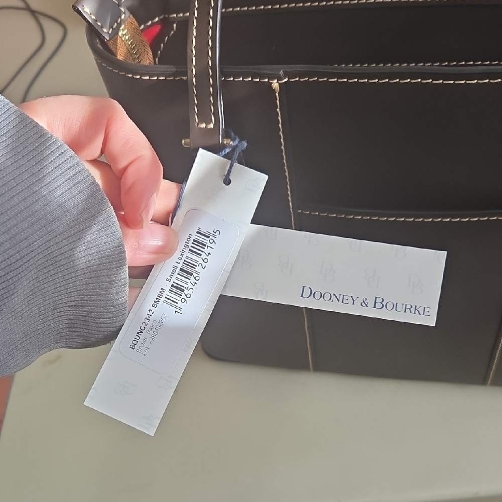 Dooney & Bourke Brown Leather Tote Bag - Picture 8 of 10